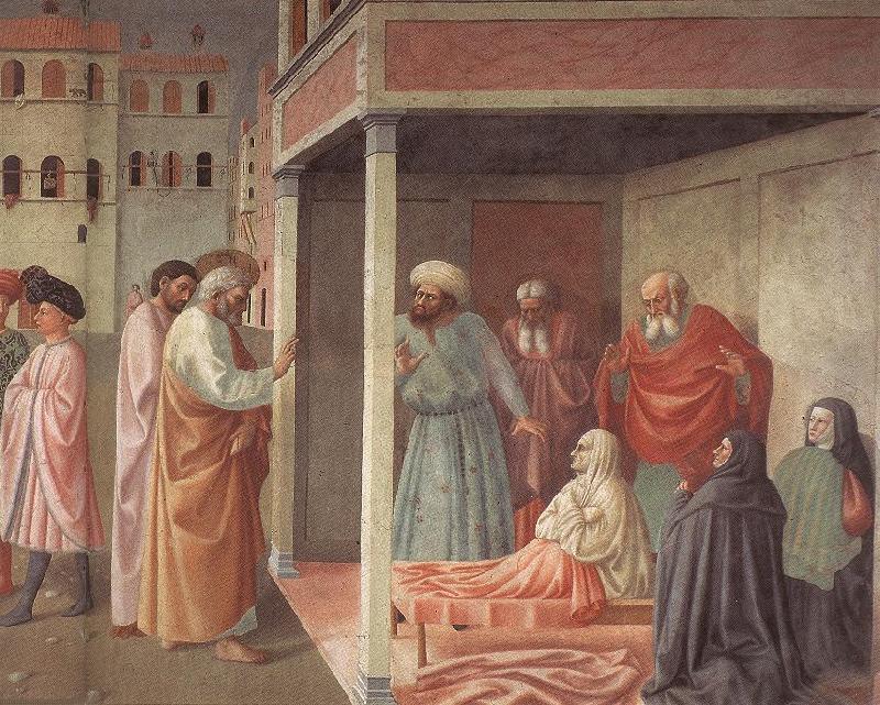MASOLINO da Panicale Healing of the Cripple and Raising of Tabatha France oil painting art